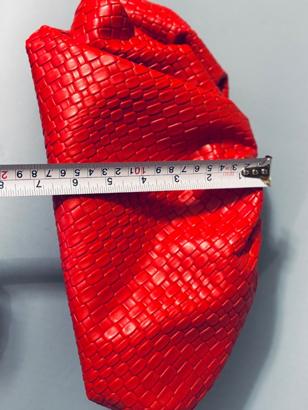 Woven Red Faux Leather Clutch With Snap Closure - Picture 5 of 8